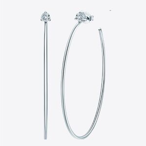 BOUTIQUE Adored Platinum-Plated 925 Sterling Silver Moissanite Hoop Earrings